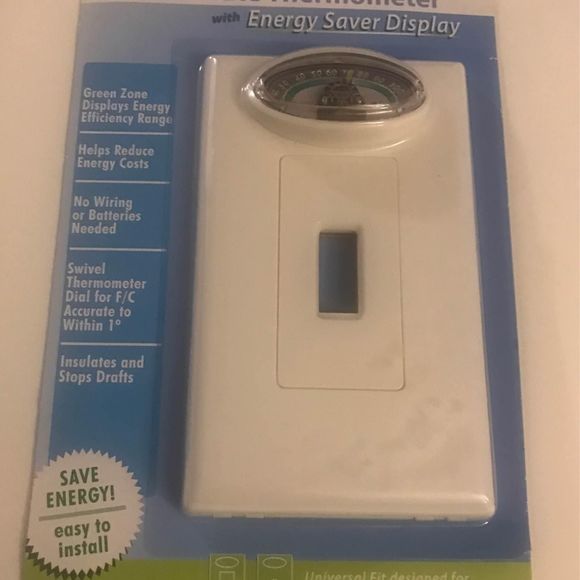New AM Switch Plate Energy Saver with Swivel Thermometer Universal Fit UWPT010W - Picture 1 of 3